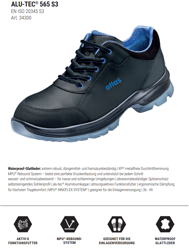 atlas the shoe company Sicherheitsschuh S3 Alu-Tec 565 XP